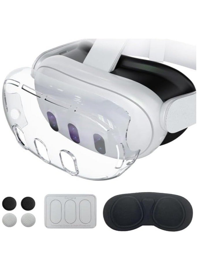 for Meta Quest 3 Accessories, Protective Shell Cover Compatible with Oculus Quest 3, VR Accessories Included Transparent Shell Cover, Lens Tempered Film, Lens Cover, Joystick Caps - Image 1