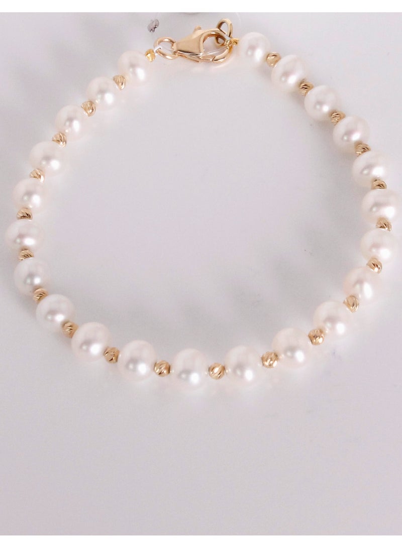 MIKURA Bracelet 1L 19Cm, Freshwater Pearls, A Quality, White Color, 6.0-5.5MM, Agw 8.35Gms, 18KY - Image 2