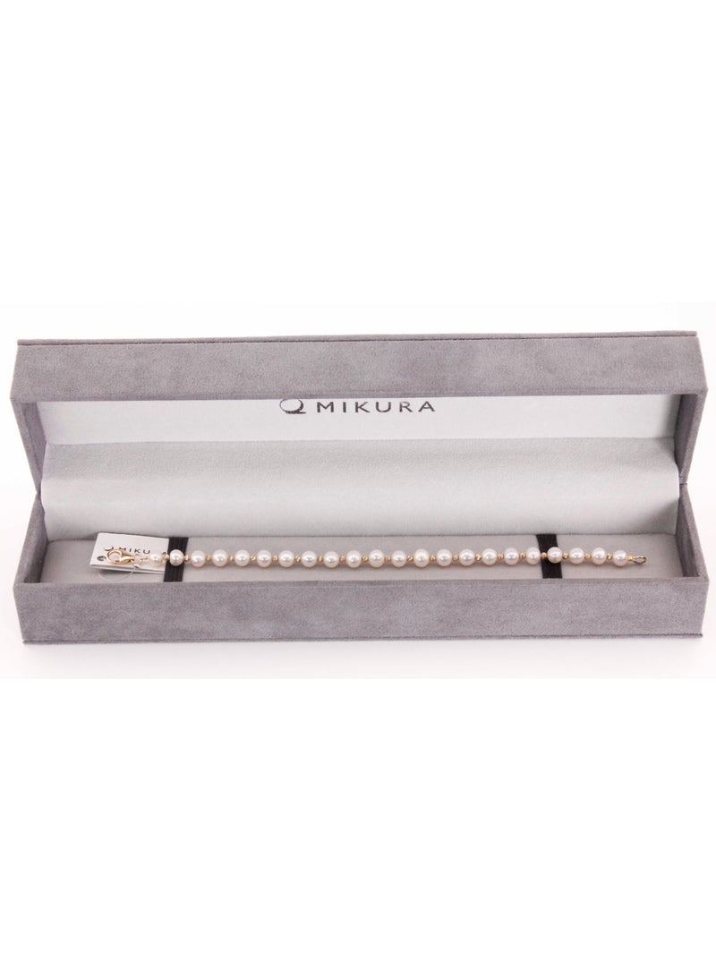 MIKURA Bracelet 1L 19Cm, Freshwater Pearls, A Quality, White Color, 6.0-5.5MM, Agw 8.35Gms, 18KY - Image 3