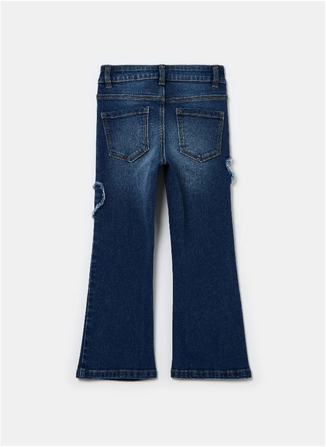 او في اس Flare-fit jeans with fringed hearts