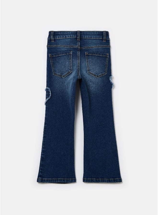 او في اس جينز بقصة واسعة بقلوب مهدبة - Image 2