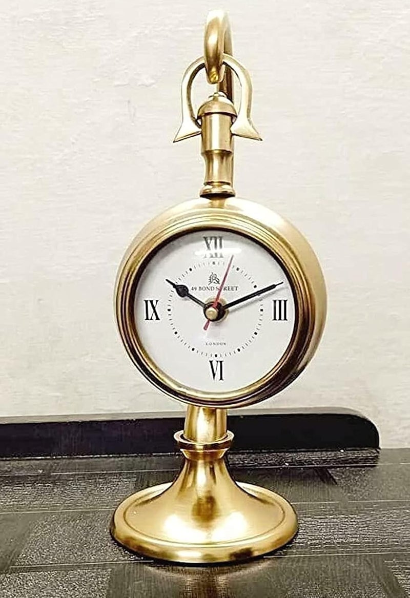 NOOR COLLECTION NOOR COLLECTION Antique Brass Table Top Clock Desk Clock Hanging Tabletop Clock for Home Office Living Room Kids Room Studio Decoration Gift 10 Inch Brown No TIK TIK 