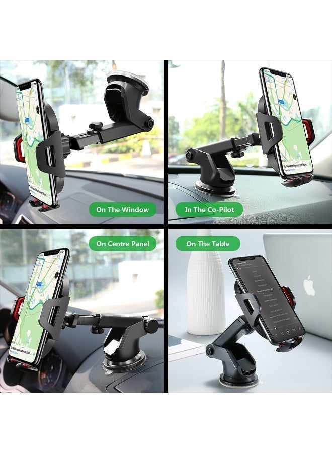 Double B traders Car Phone Holder, Mobile Holder For Car Long Arm Phone Holder Car for Dashboard Windshield Air Vent【Heat-Resistant Strong Suction Cup】Car Mobile Holder Compatible with All Smartphones - Image 2