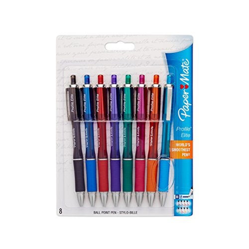 Paper Mate Profile 1776385 Elite Retractable Ballpoint Pens, Ultra Smooth Ink, Reliable and Fluid 1.4mm Bold Tip, Assorted Color, 8 Count - Image 5