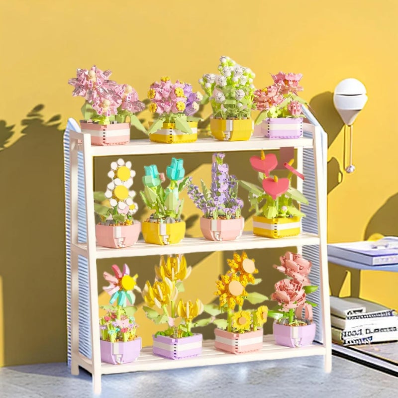 Flower Bouquet Building Blocks Toy Set Artificial Plant Flowers 473pcs Mini Size Blocks Kit For Home Office Decoration Birthday Gift For Boys And Girls Adults Age 14 Years Flowers 473 PCS - Image 5