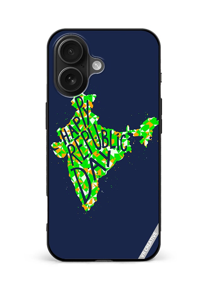 VR CREATIVE Protective Case Cover For Apple iPhone 16 Plus Happy Republic Day Typographic Hindi Design Multicolour