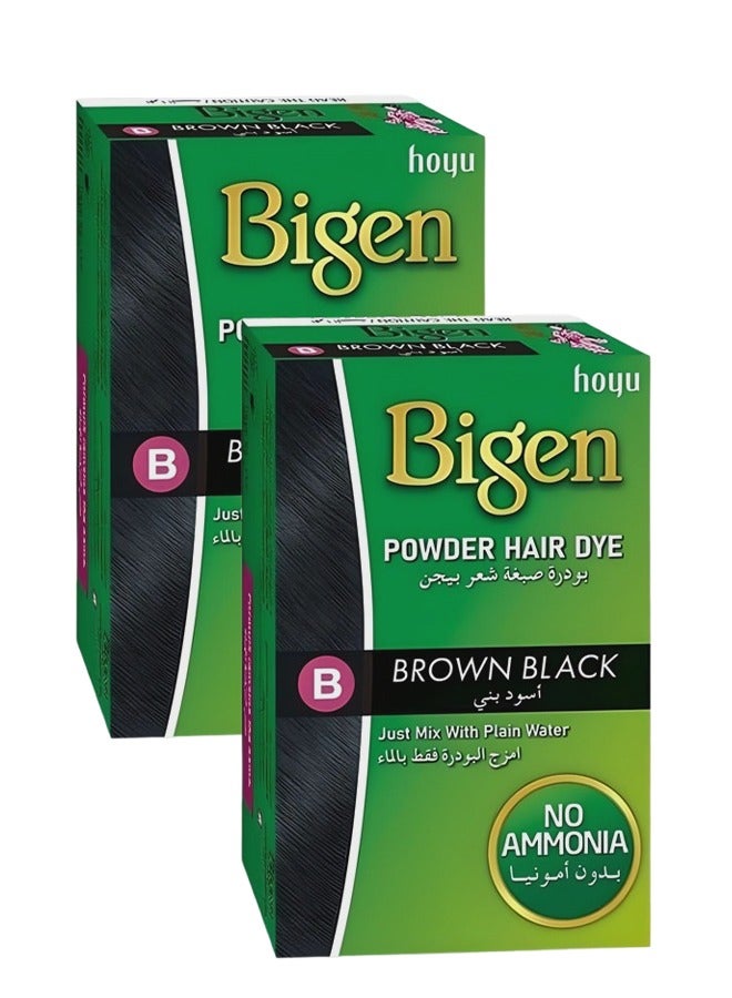 بايجن 2 قطع بودرة صبغ الشعر باللون البني والأسود مع الماء العادي بدون أمونيا 6 جرام - Image 1