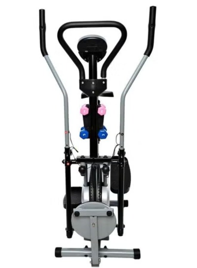 Fitness World An advanced 3-in-1 exercise bike with a rotating disc for waist sculpting and dumbbells, an Orbitrek sports device with a smart LCD screen - Image 4