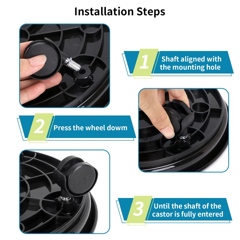 Skelang 13" Plant Caddy, Movable Plant Stand Pot Saucer, Plant Pallet Tray Trolley with Casters, Plant Dolly for Garden Planter, Deck Potted Plant, Each Load Capacity 125 Lbs, Pack of 2 (Black) - Image 5