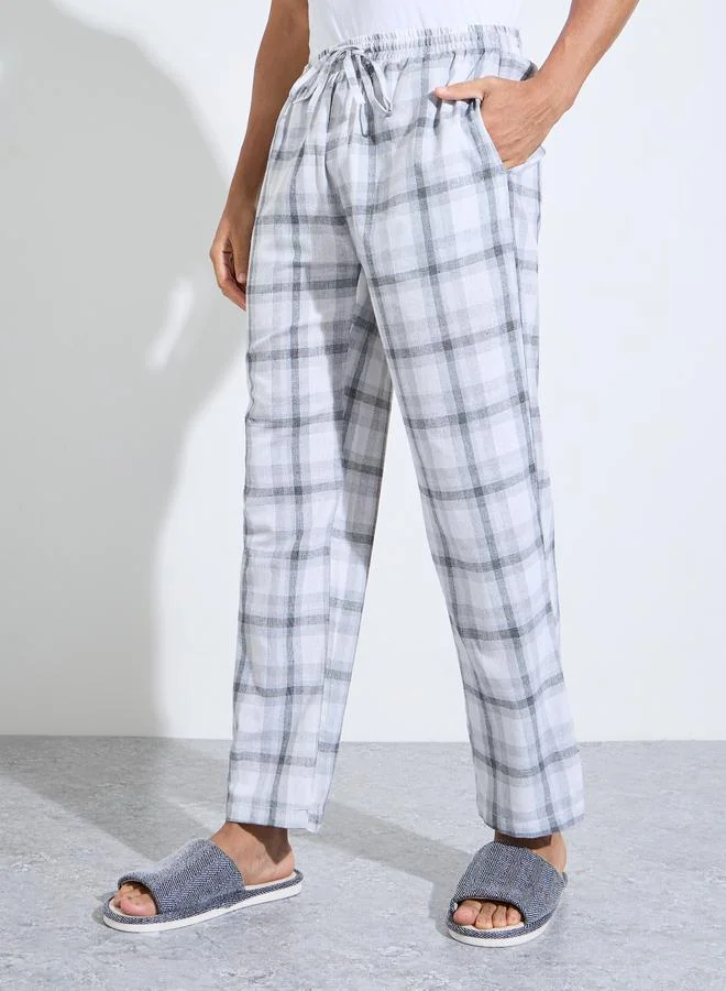 Grey Checked Cotton Lounge Pyjama Pants