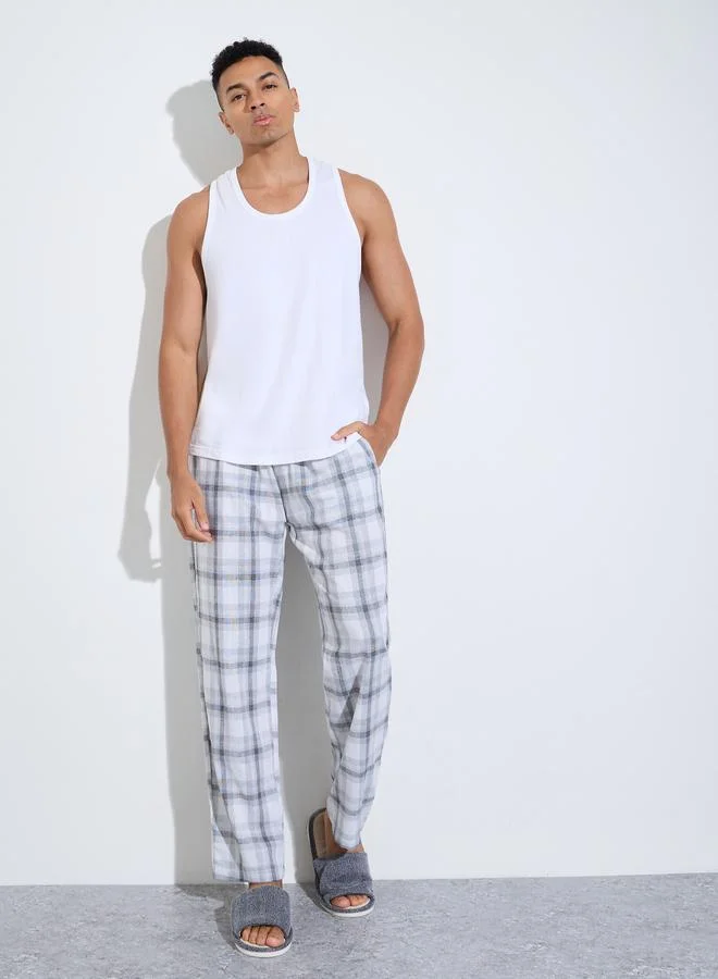 Styli Grey Checked Cotton Lounge Pyjama Pants