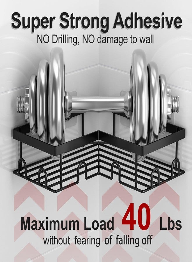 Liuoud Corner Shower Caddy 5 Pack, Rustproof Stainless Steel Shower Organizer with Soap Rack Toothbrush Holder, Large Capacity Adhesive No Drilling Bathroom Storage Decor Set, Black - Image 4