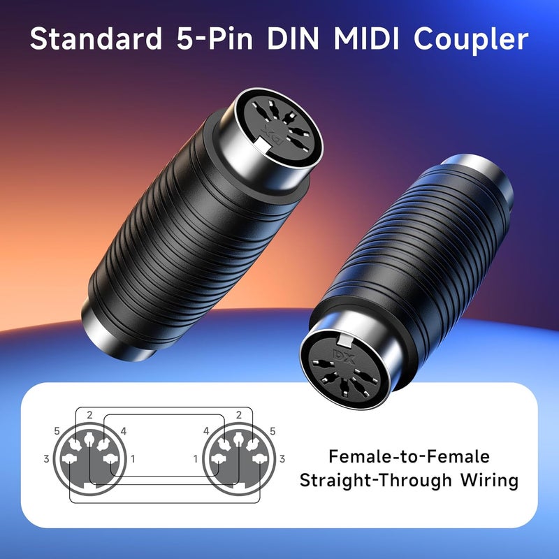 CableMatters 2-Pack 5 Pin DIN MIDI Coupler Gender Changer (MIDI Extender Adapter) - Image 2