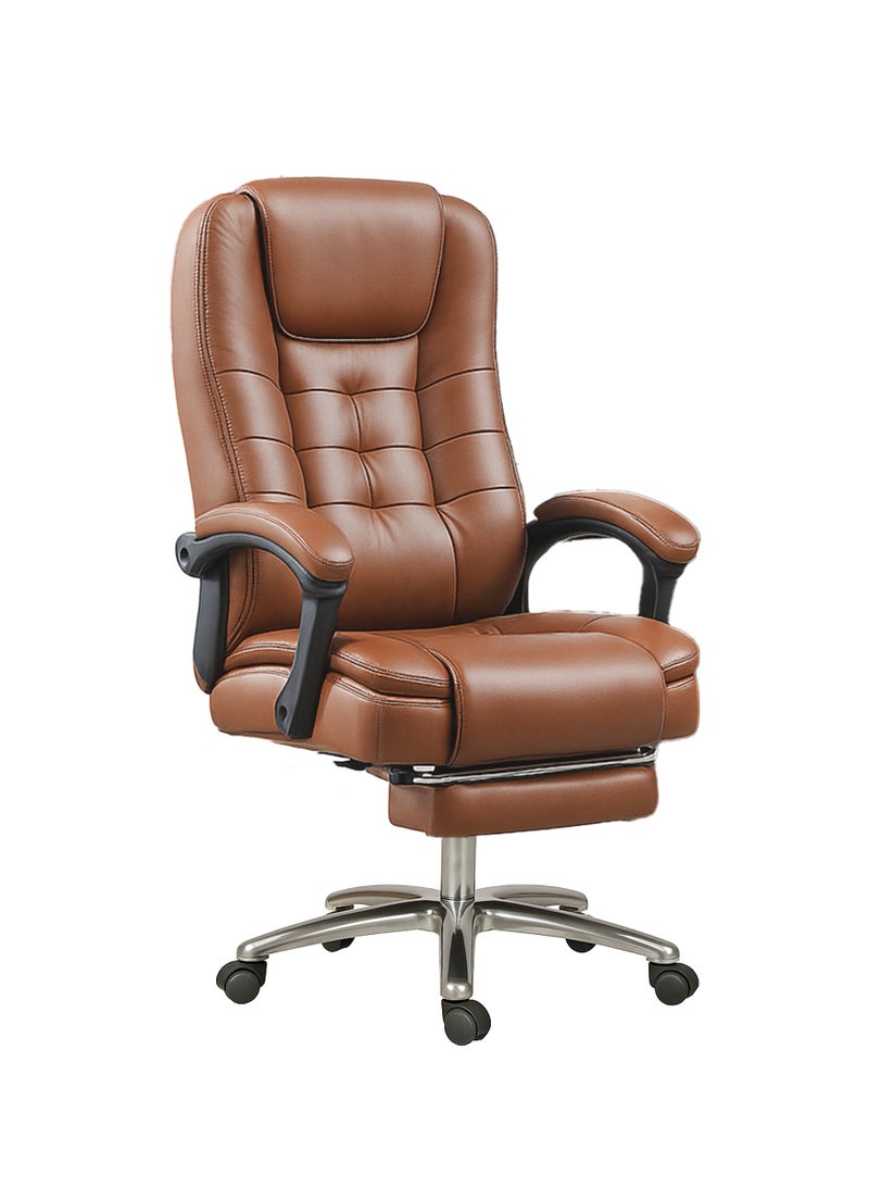 يو إل اتش واي سي كرسي كمبيوتر مريح، مصنوع من جلد البولي يوريثان، قابل لتعديل الارتفاع، وظيفة التدليك، ظهر مرتفع، دوران 360 درجة، دعم أسفل الظهر، مساند ذراع مريحة، بني - Image 1