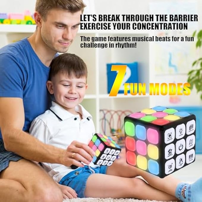 FLASHING PUZZLE CUBE: MULTI-MODE ELECTRONIC HANDHELD MEMORY GAME FOR KIDS & TEENS  SENSORY BRAIN TRAINING WITH LIGHT-UP FEATURES FOR HAND-EYE COORDINATION & MULTIPLAYER FUN FOR KID. - Image 2