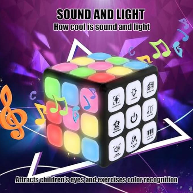 FLASHING PUZZLE CUBE: MULTI-MODE ELECTRONIC HANDHELD MEMORY GAME FOR KIDS & TEENS  SENSORY BRAIN TRAINING WITH LIGHT-UP FEATURES FOR HAND-EYE COORDINATION & MULTIPLAYER FUN FOR KID. - Image 4