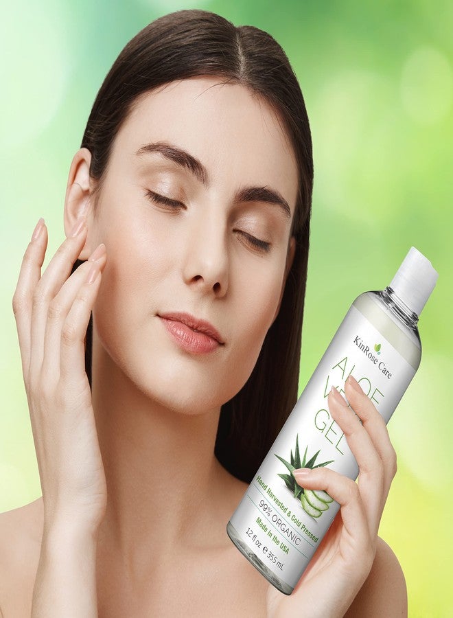 KinRose Care, 12oz Organic Aloe Vera Gel for Face, Skin, Hair & Sunburn Relief - From 100 Percent Pure Aloe Vera - Cold Pressed, Vegan, Unscented - Made in USA. - Image 5