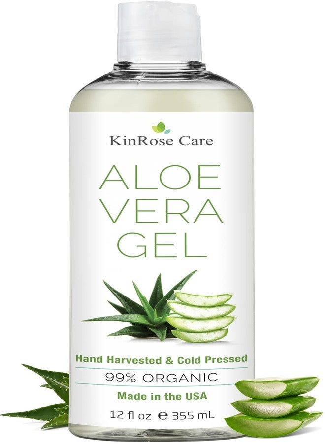 KinRose Care, 12oz Organic Aloe Vera Gel for Face, Skin, Hair & Sunburn Relief - From 100 Percent Pure Aloe Vera - Cold Pressed, Vegan, Unscented - Made in USA. - Image 1