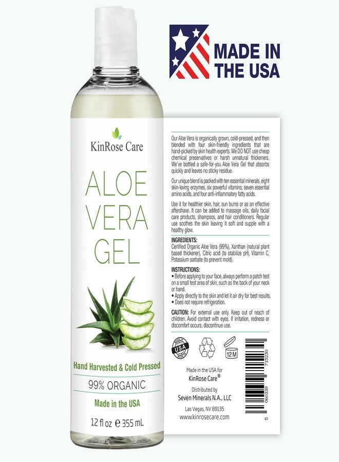 KinRose Care, 12oz Organic Aloe Vera Gel for Face, Skin, Hair & Sunburn Relief - From 100 Percent Pure Aloe Vera - Cold Pressed, Vegan, Unscented - Made in USA. - Image 3