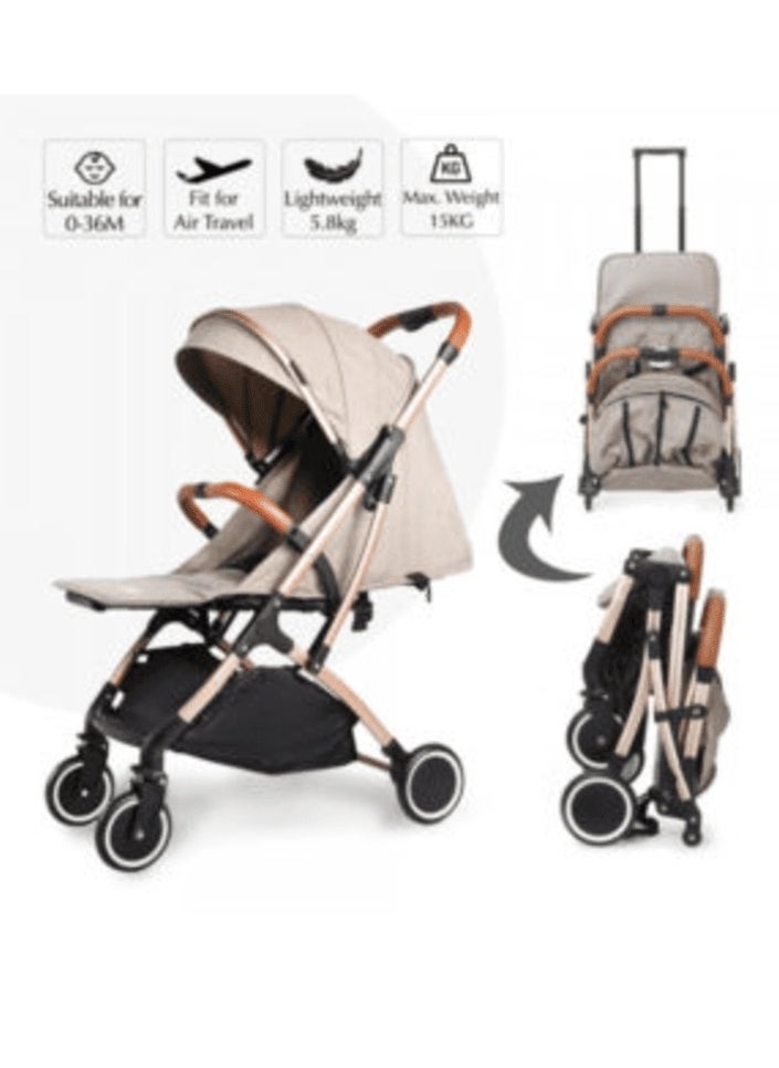 Generic Baby Stroller Plane Lightweight Portable Travelling Pram-Khaki  - Image 2