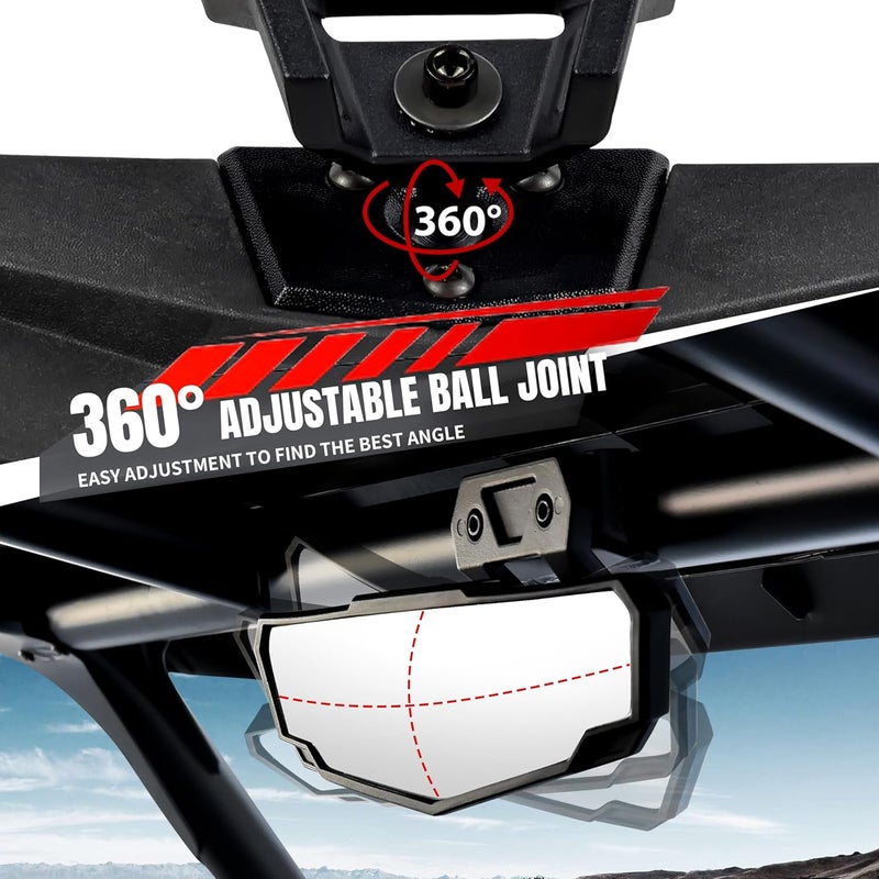 POKIAUTO Side Mirrors Rear View Mirror Kit for 2024 Polaris RZR XP 1000 - Image 3