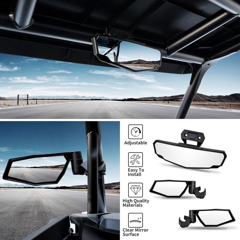 POKIAUTO Side Mirrors Rear View Mirror Kit for 2024 Polaris RZR XP 1000 - Image 5