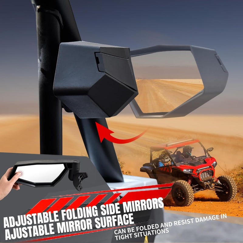 POKIAUTO Side Mirrors Rear View Mirror Kit for 2024 Polaris RZR XP 1000 - Image 4