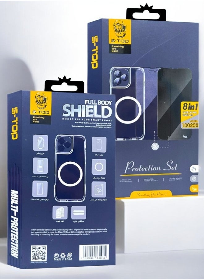 S-TOP - The new full protection package for iPhone 16 Pro Max with screen protection for privacy, and a cover that supports wireless charging (MagSafe), complete protection for your device against scratches and falls (8in1), the original package from S-TOP - Image 1