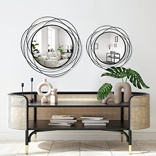ironsmithn Wall Mirror Mounted Round Decorative Mirrors Circle for Bathroom Vanity, Living Room or Bedroom (Black1) - Image 4