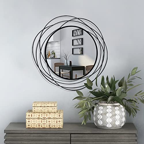 ironsmithn Wall Mirror Mounted Round Decorative Mirrors Circle for Bathroom Vanity, Living Room or Bedroom (Black1) - Image 1
