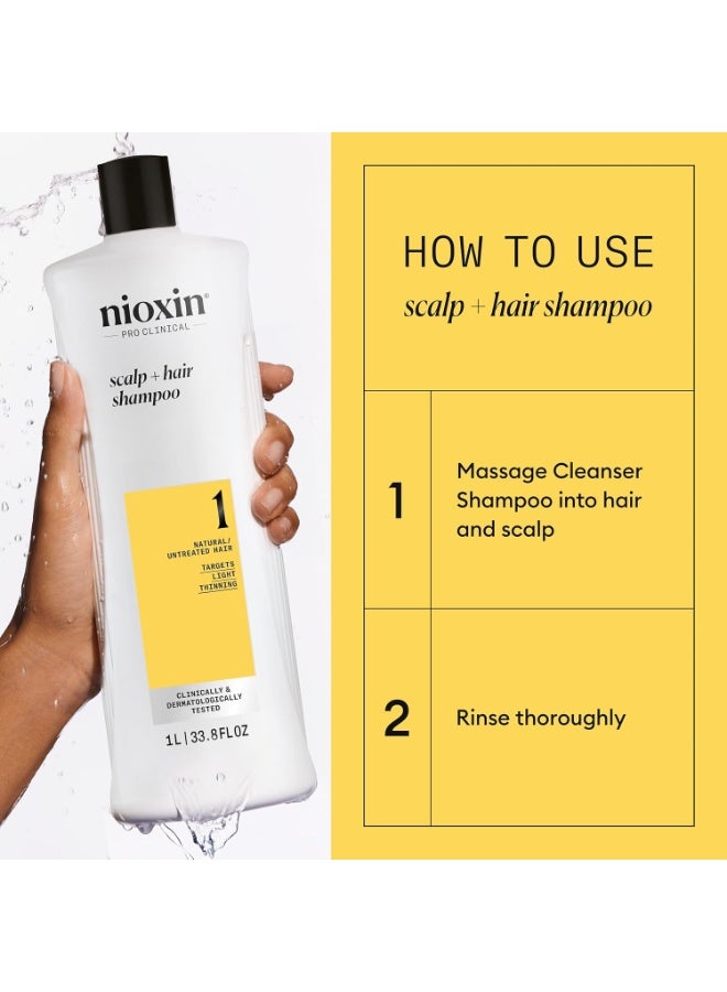 Nioxin System 1 Scalp + Hair Thickening Shampoo | For Natural Hair with Light Thinning | Strengthen Against Breakage with Niacinamide & Biotin - Image 2