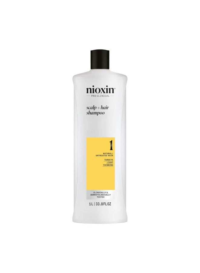 Nioxin System 1 Scalp + Hair Thickening Shampoo | For Natural Hair with Light Thinning | Strengthen Against Breakage with Niacinamide & Biotin - Image 1
