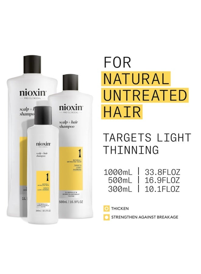 Nioxin System 1 Scalp + Hair Thickening Shampoo | For Natural Hair with Light Thinning | Strengthen Against Breakage with Niacinamide & Biotin - Image 3