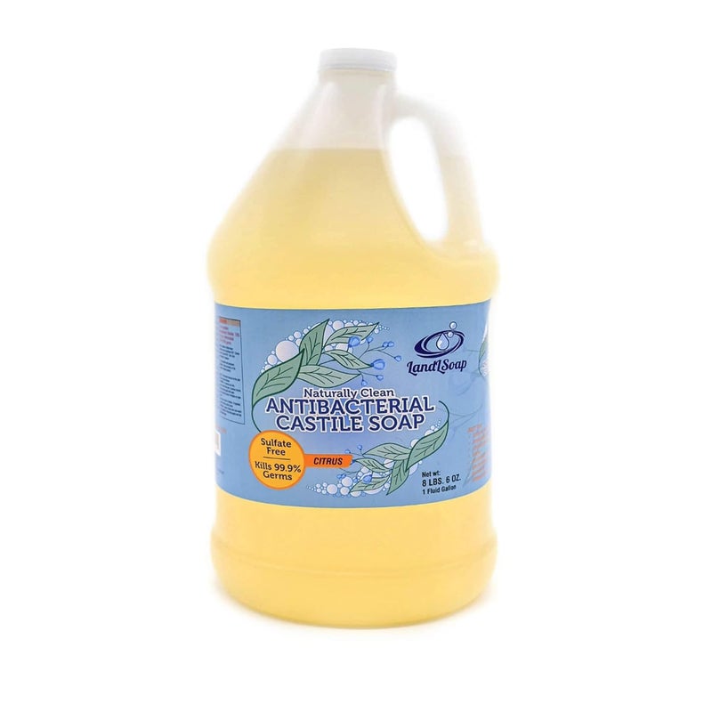 LandLSoap Citrus Antibacterial Pure Castile Soap Liquid for Face Hand Body Wash Vegan NonGMO Made in USA Dry Sensitive Skin 1 Gallon - Image 1