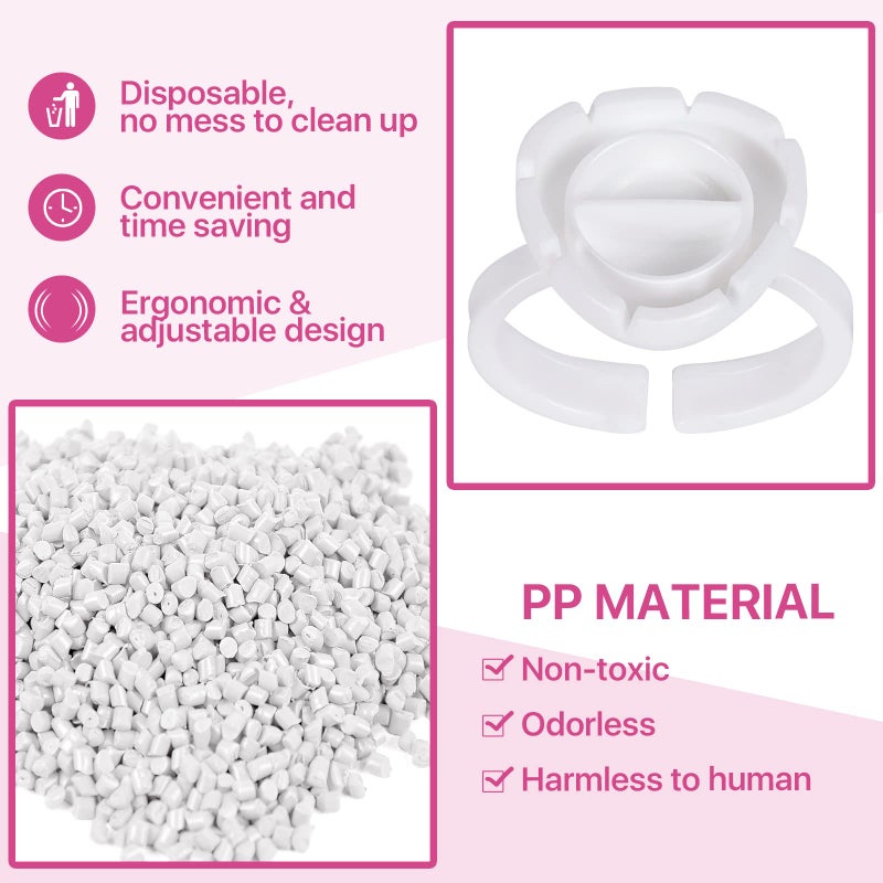 Pretty memory Lash Extension Supplies Glue Rings for Eyelash Extensions Pretty memory 100PCS Lash Glue Rings Eyelash Glue Holder Fanning Cup for Lash Extension Supplies (White) - Image 4