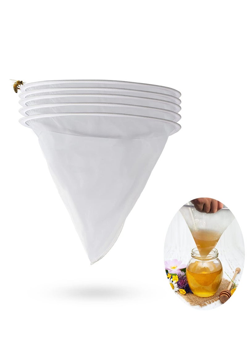 5 Pieces Honey Filter Strainer, Reusable Conical Nylon Honey Sieve, Professional Multifunctional Beekeeping Strainer,  Ultra-fine Mesh Strainer Tool for Honey Wine Wax Beer Nut Mil - Image 1