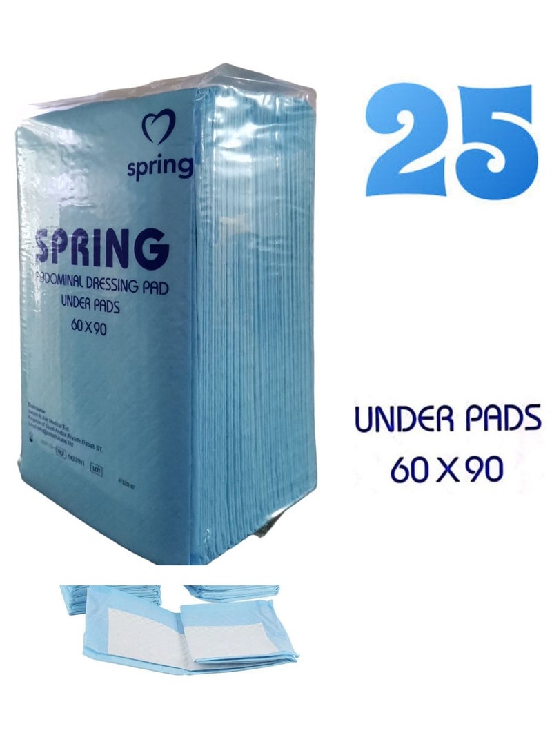 SPRING 25pcs Disposable underPads, Absorbent Bed Pads for Adults, Kids, Elderly, 60x90 - Image 1