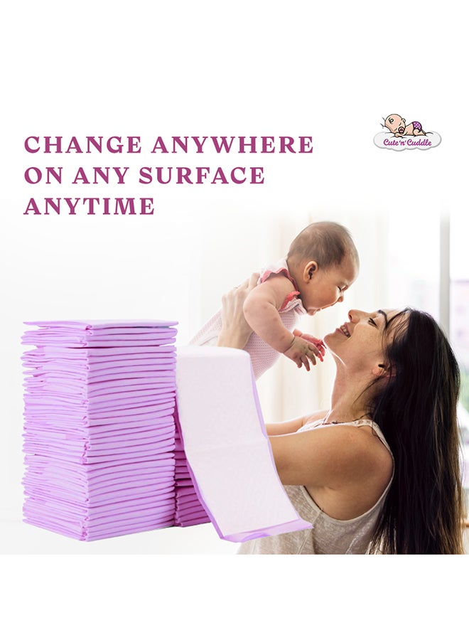 Cute 'n' Cuddle Pack Of 240 Disposable Soft Ultra Absorbent Waterproof Diaper Mess-Free Changing Mat Liners Baby Changing Mat Cover Bed Pads, Lavender, 60 CM X 90 CM - Image 4