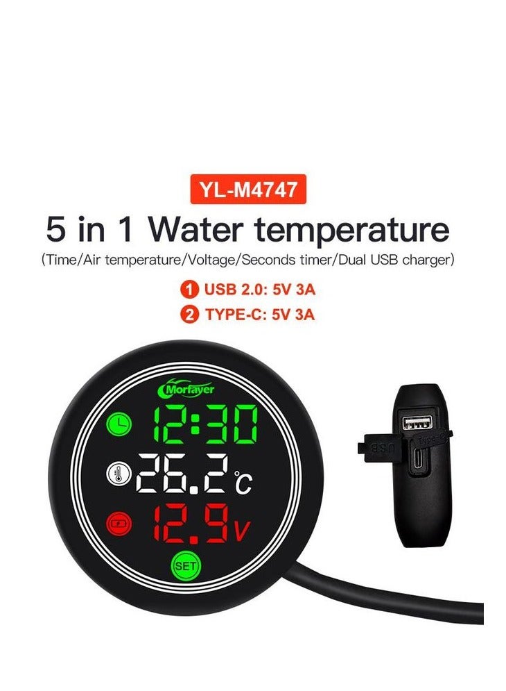 Generic Morfayer Led yl-m4747 5-in-1night Vision Motorcycle Motorbike Meter Displayer for Time+water Temperature+battery Voltage+charger+stop Watch - Image 1