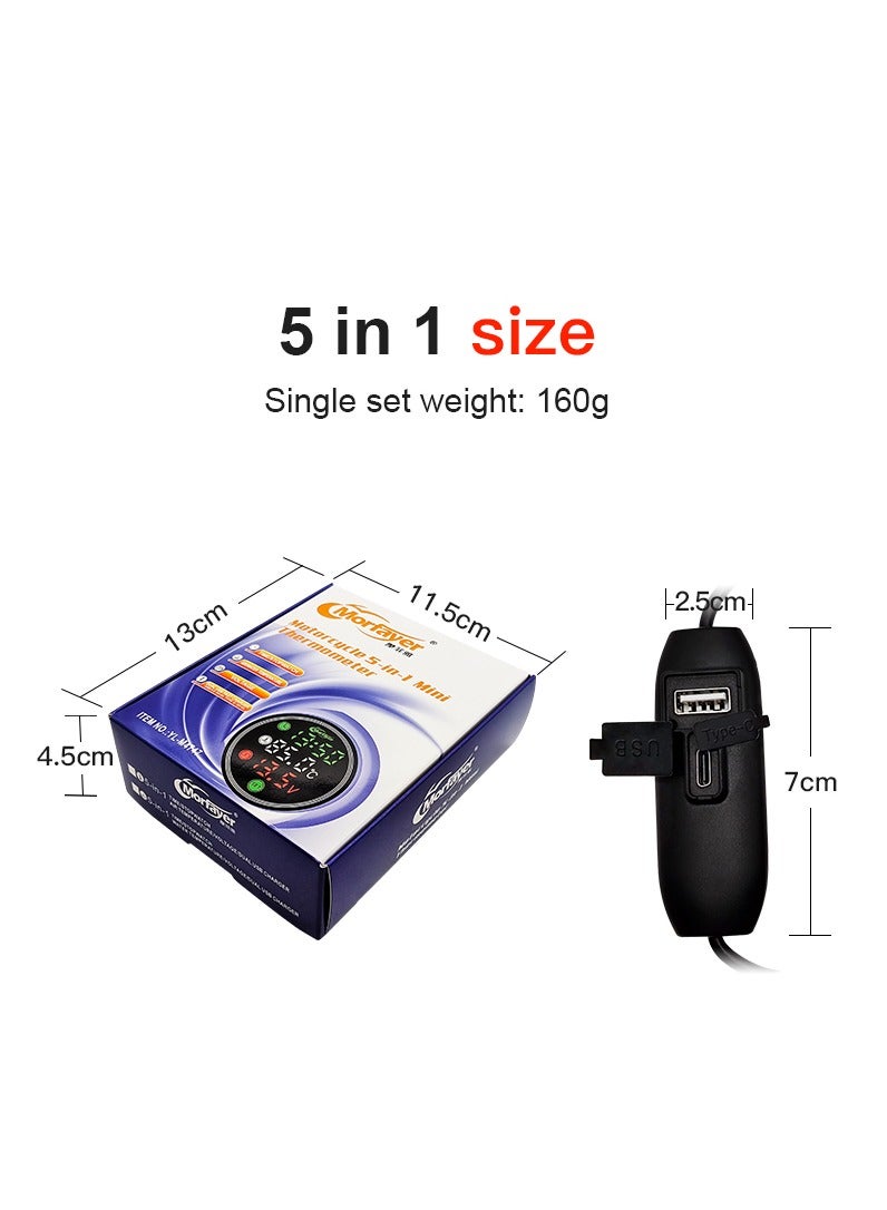 Generic Morfayer Led yl-m4747 5-in-1night Vision Motorcycle Motorbike Meter Displayer for Time+water Temperature+battery Voltage+charger+stop Watch - Image 2