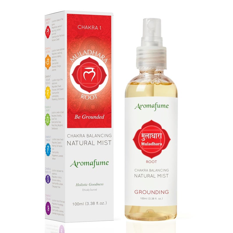 Aromafume Root Chakra Natural Mist by Aromafume 100ml33 fl oz Muladhara Aromatherapy Spray for Chakra Balance Patchouli Extracts Essential Oil Spray for Meditation Yoga Reiki  - Image 1