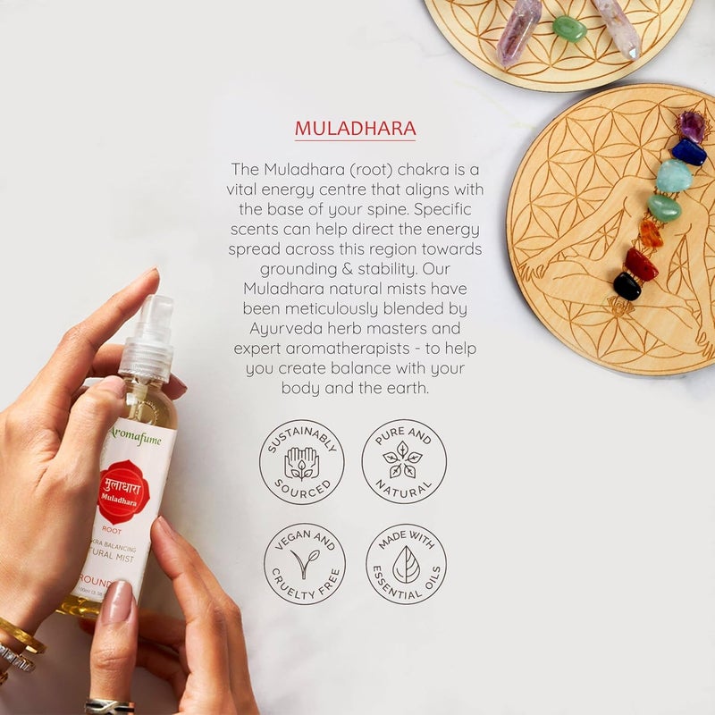Aromafume Root Chakra Natural Mist by Aromafume 100ml33 fl oz Muladhara Aromatherapy Spray for Chakra Balance Patchouli Extracts Essential Oil Spray for Meditation Yoga Reiki  - Image 2