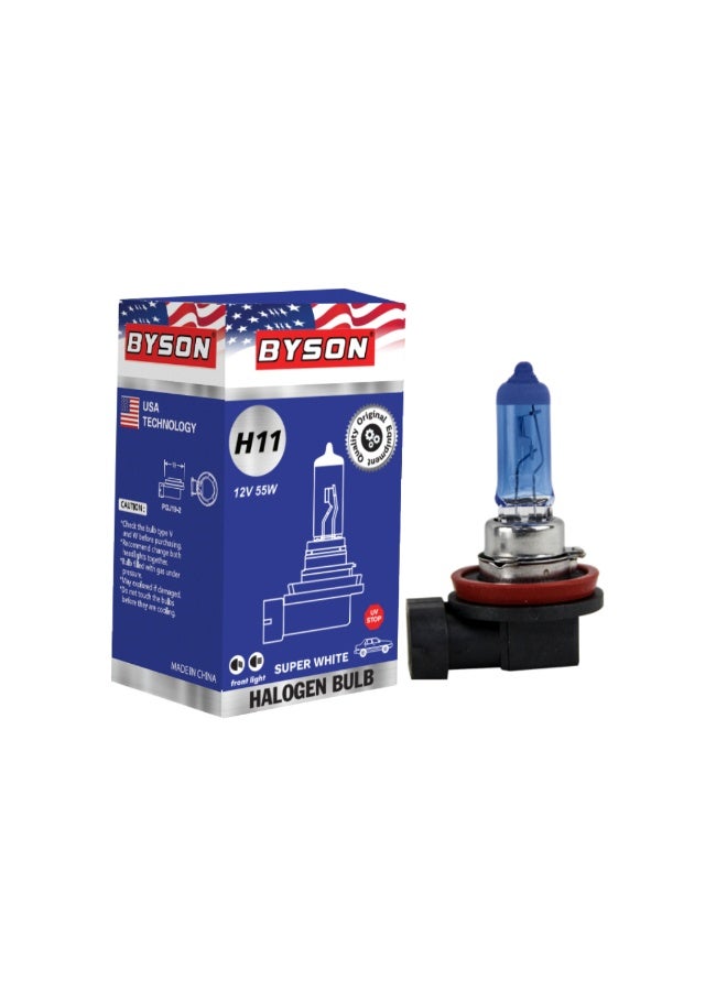 مصباح هالوجين S/W H11، 12 فولت 55 واط ضوء سيارة أبيض فائق، شعاع ساطع واضح، مصباح آلي طويل الأمد للقيادة الليلية، مصباح ضباب ورؤية طريق محسنة للسلامة