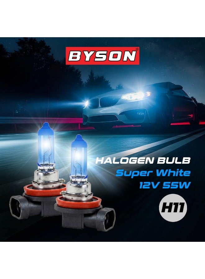 BYSON S/W H11 Halogen Headlight Bulb, 12V 55W Super White Car Light, Crystal Clear Bright Beam, Long Lasting Auto Lamp for Night Driving, Fog Lamp and Enhanced Road Vision Safety - Image 3