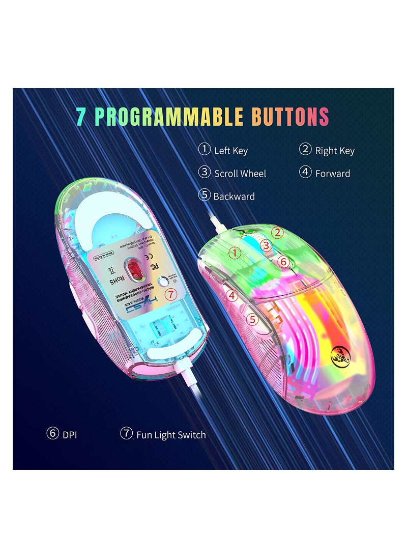 X400 Clear Gaming mouse Wired Transparent Gaming Mouse 12800DPI 6 Button Macro Programming