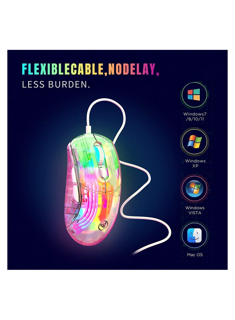 إتش إكس إس جيه ماوس ألعاب سلكي شفاف HXSJ X400 | 12800 ديسيبل متوحد الخواص | 6 أزرار قابلة للبرمجة | ار جي بي | ماكرو - Image 3