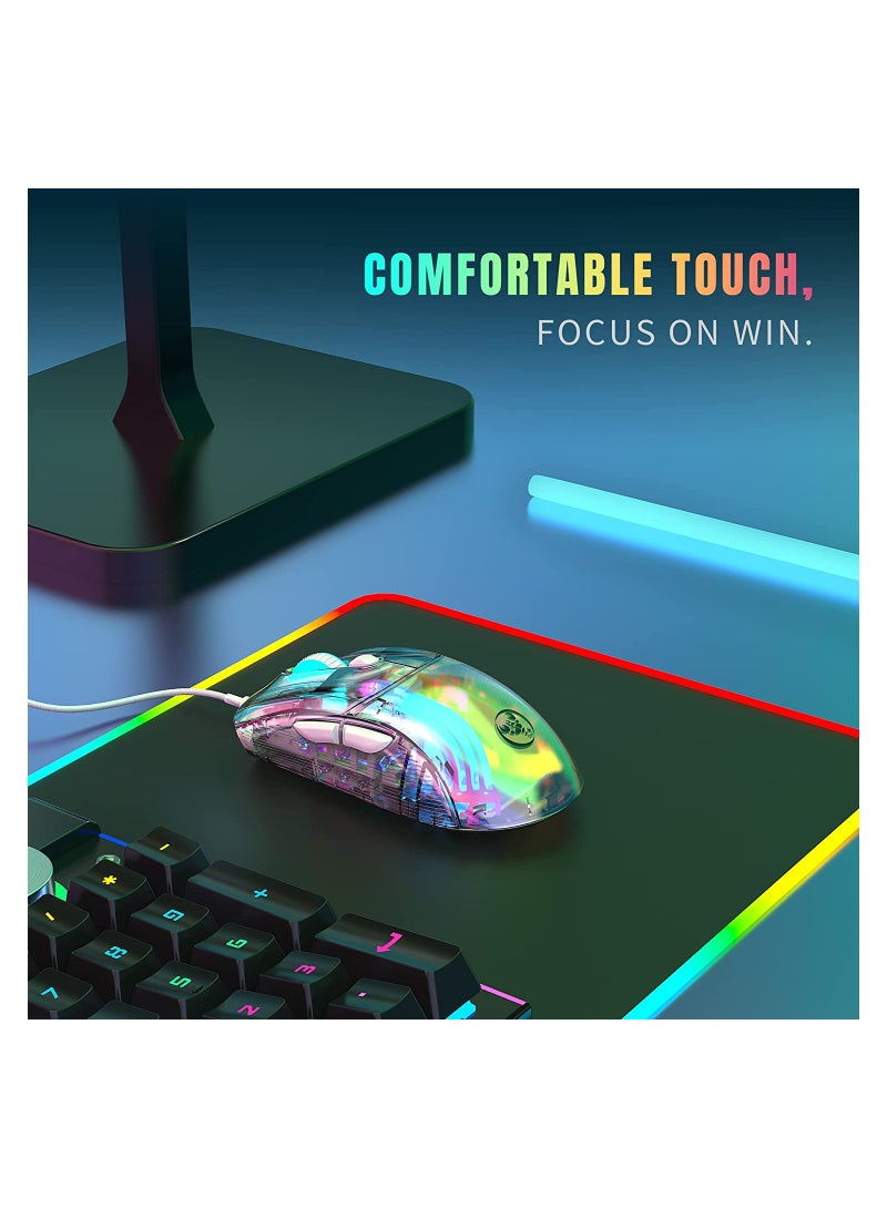 إتش إكس إس جيه ماوس ألعاب سلكي شفاف HXSJ X400 | 12800 ديسيبل متوحد الخواص | 6 أزرار قابلة للبرمجة | ار جي بي | ماكرو - Image 4