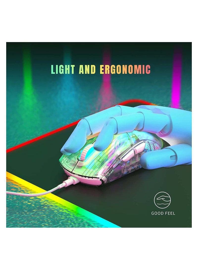 إتش إكس إس جيه ماوس ألعاب سلكي شفاف HXSJ X400 | 12800 ديسيبل متوحد الخواص | 6 أزرار قابلة للبرمجة | ار جي بي | ماكرو - Image 5