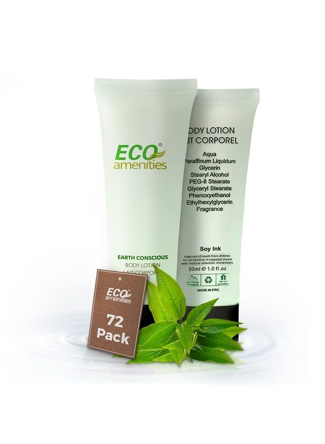 ECO Amenities Eco Amenities Travel Size Body Lotion – 72 Pack, 1 oz Small Tubes with Flip Cap, Green Tea Scent, Bulk Case of Trial Size Toiletries, Individually Packaged Hand Lotion Samples, Mini Body Lotion for Gu - Image 1