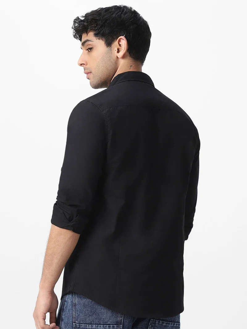 Urbano Fashion  Urbano Fashion Men's Black Cotton Full Sleeve Regular Fit Casual Solid Shirt  | Best Price UAE